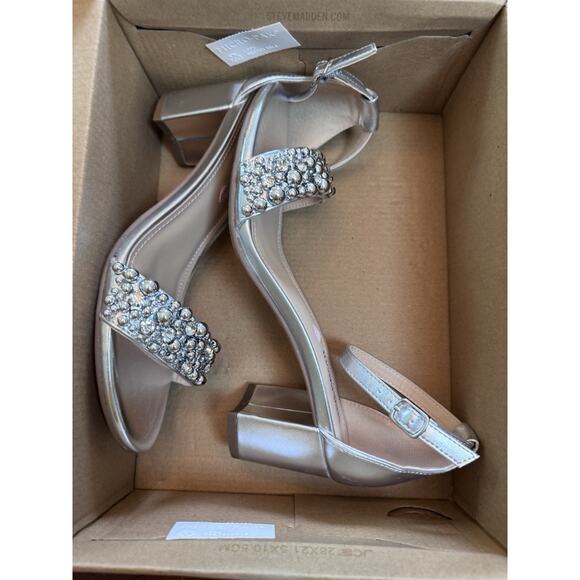 Steve Madden JCarrson Open Toe Formal Ankle Strap Silver Beads Sz 6 NIB $60 - Picture 11 of 16